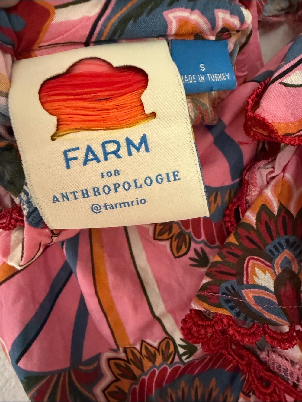 FARM Rio Pink Floral Ruffle Midi Dress - Picture 2 of 2